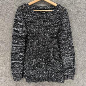 Madison Lilly Sweater Pullover Women L Large Gray Knit Long Sleeve Round Neck